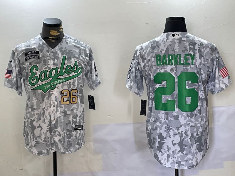 Men Philadelphia Eagles #26 Barkley Nike Arctic Camo 2024 Salute to Service Limited NFL Jersey style 5->philadelphia eagles->NFL Jersey